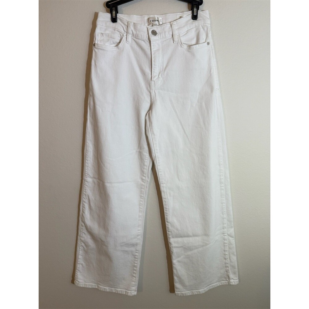 FRAME Le Slim Palazzo Jeans Womens Size 28 White High Rise Wide-Leg Slim